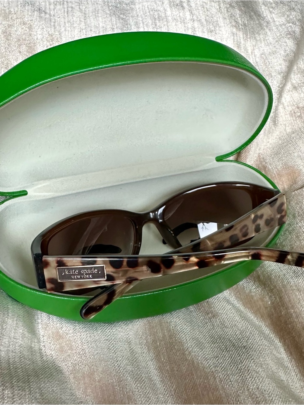 Kate Spade Dee/S 01W0 Sunglasses Brown Leopard Rectangle + Original Case
